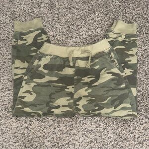 Kids Camo Joggers with Elastic Waist - Olive Green
